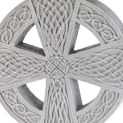 Celtic Garden Cross, Stone Finish Decorative Outdoor Cross with Intricate Knotwork Design