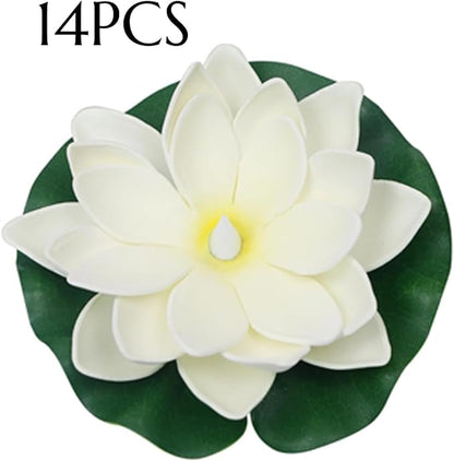 Accssoey 14 PCS Waterproof Floating Lotus Light, Floating Flower Light Battery Operated Water Activated Warm White Pool Flower Lamp Wedding,Anniversary,Garden Decoration