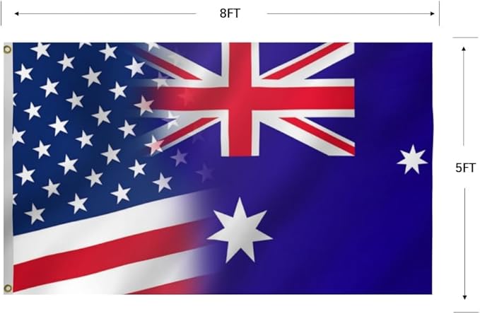 USA Australia Combination Flag 5X8FT, American Australian Flags,Both Sides Printed, Men Women Banner,Vibrant Colors, Double Stitched with 2 Brass Grommets, Bar Garden Street Decoration, GYM, Office Decor,Indoor Outdoor Use,Gifts. (US-AUS-X, 5x8ft)