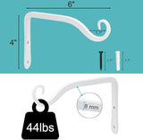 LOOGI Hanging Plant Bracket, Wall Hook Plant Hanger 6 Inch Decorative Hooks for Indoor Planter Lantern, Outdoor Bird Feeder Wind Chime, 2 Pack White