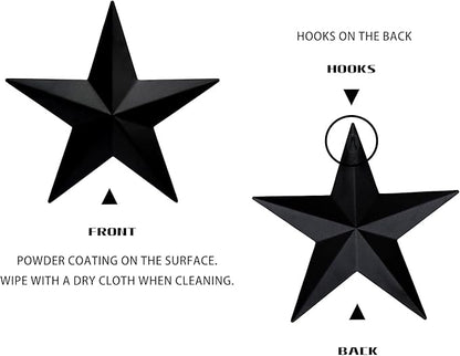 Bellaa 23547 Western Metal Stars Wall Decoration Black Texas Barn Farmhouse Ranch Cottage Lodge Outdoor Home Decor 12 Inch Each Set of 3