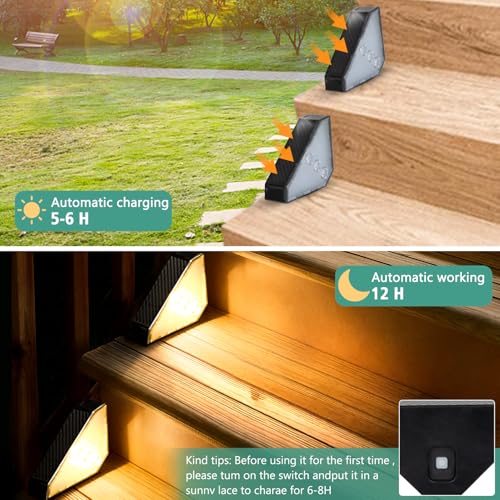 echosari 12 Pack Solar Step Lights for Outside 100 Lumen Ultra Bright