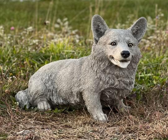 Large Corgi Sculpture Concrete Welsh Corgi Statue Pembroke Welsh Corgi Dog Figure Pet Lower Gift Outdoor Lawn Ornament Patio Decoration