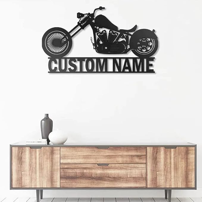 Custom Motorcycle Metal Sign Personalized Metal Art, Customized Family Name Wall Decor, Rustic Home Decor, Monogram Wall Sculpture, Porch Decorations Outdoor/Gift-889
