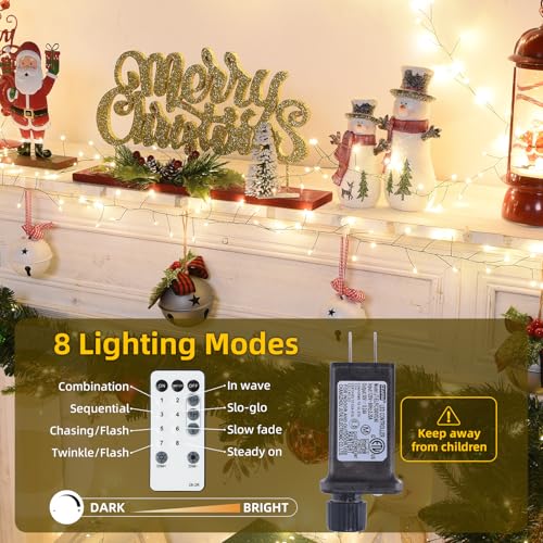 Fairy Lights 65Ft 1000LED Warm White Waterproof Plug-in String Lights - Timer & Remote
