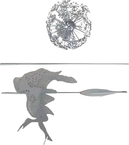 Fairies Wire Dandelion Stainless Garden Art Sculpture Steel Statue, Dancing Fairy Dandelion Garden Ornaments Art Decorations for Outdoor Yard Lawn Patio（D