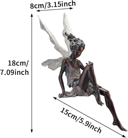 EKDJKK Sitting Fairy Statue Garden Ornament Resin Craft Landscaping Yard Decoration Park Lawn Decoration Home Patio Garden White