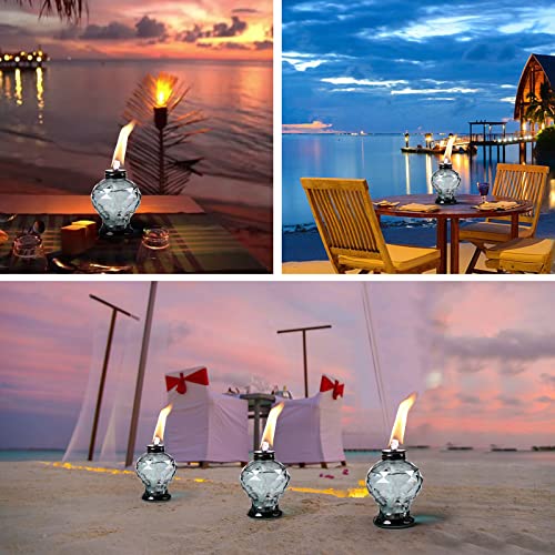 Grey Table Top Torch Lanterns - 4 Pack Glass Citronella