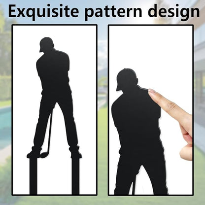 WADORN 2Pcs Golfer Metal Decorative Garden Stakes, Golf Characters Silhouette Metal Outdoor Statues Golf Men Women Garden Ornament Gifts Black Yard Art Decoration for Outdoor Backyard Patio Walkways