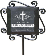 GiftsForYouNow Personalized Memorial Garden Stake Featuring Cross with Leaves Design, 28 x 8.5 Inches, Cemetery Grave Marker, Memorial Gift, Memorial Plaque