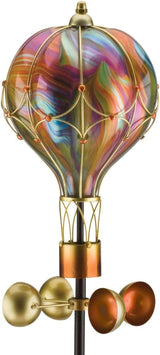 Regal Art & Gift Swirl Balloon Spinner, 62-Inch Solar Garden Stake - Metal Wind Spinner with Solar Light - Outdoor Kinetic Garden Sculpture for Yard Art, Patio & Lawn Décor - Orange