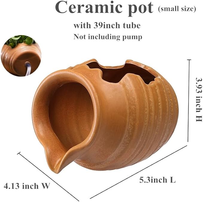 Outdoor Garden Fountain Spitter Pond Water Feature Pump DIY Ceramic Pot Decoration (5.3 inch Color 3)