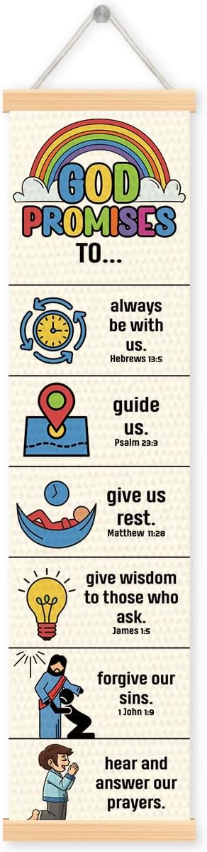Gods Promises Banner, Church Banner, Christian Rustic Hanging Door Flag, Farmhouse Decorations Outdoor Indoor, Church Activity Decor, Bible Lesson, Scripture and Words Decorations