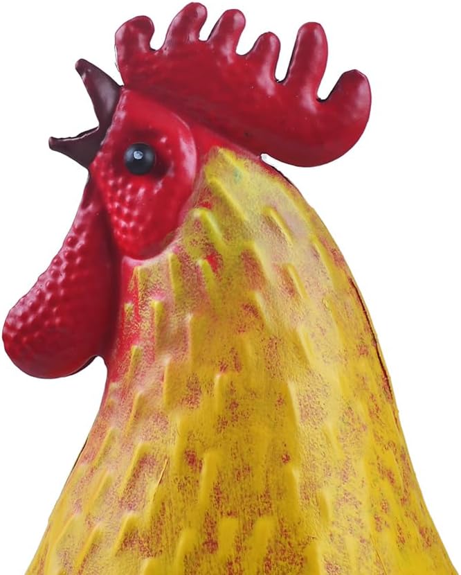 Metal Rooster Statue Garden Chicken Sculpture Decoration Metal Yard Art for Yard Outdoor Indoor Decoration (#M)