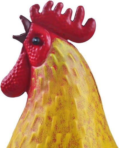Metal Rooster Statue Garden Chicken Sculpture Decoration Metal Yard Art for Yard Outdoor Indoor Decoration (#M)
