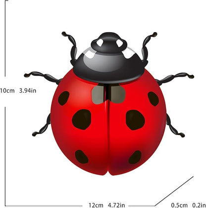 Surakey Metal Garden Decor for Outside Cute Ladybugs Yard Art Lawn Ornaments Wall Sculptures & Statues Iron Ladybug Wall Decoration Outdoor Fence Decorations for Patio Park (Red)