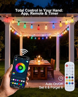 RGB Smart Outdoor String Lights 50FT - APP & Remote Control