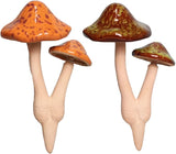 Ceramic Mushroom Outdoor Decor - 2pcs Mushroom Statue Decor for Garden, Lawn, Flower Pot Fairy Garden Stake 8.27'' in Height