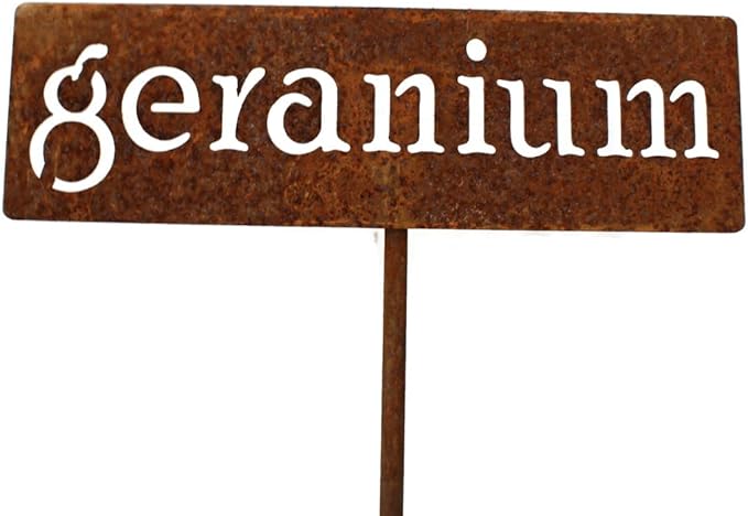 Classic Metal Garden Markers 19 Inches Tall (geranium, Naturally Rusted)