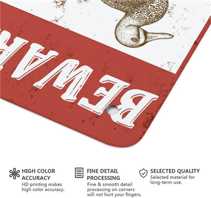 QHOVPA Farm Yard Sign Lawn Sign Metal Sign, Funny Beware Duck Shit Everywhere Sign for Home Farmhouse or Business Use 8x12 inches Signage