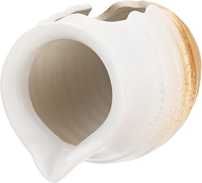 M METERXITY Ceramic Garden Fountain Spitter, Clay Pot Ecological Tank for Pond/Backyard Water Feature/Cave Waterfall/Landscaping, DIY Water Flow Jar Hydroponic Vase [5.5in, White]