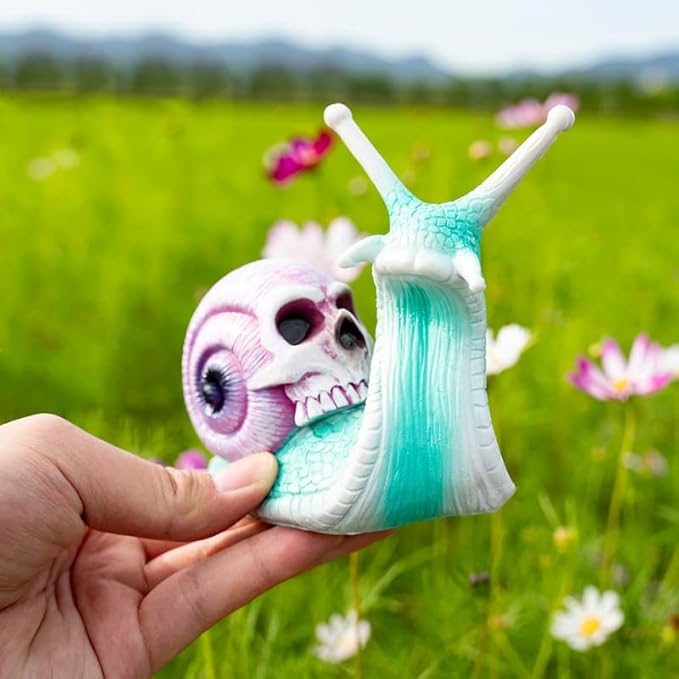 Skull Snail Sculpture Garden Decor Statue Halloween Skulls Decor Ornament Gothic Home Decor Resin Crafts for Home Outdoor Landscape Office Decor,Blue