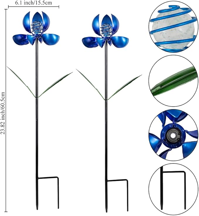 Metal Wind Spinners Outdoor,2Pack Pinwheels for Yard and Garden, Decorative Garden Stakes for Patio,Lawn, Outdoor