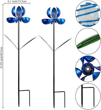 Metal Wind Spinners Outdoor,2Pack Pinwheels for Yard and Garden, Decorative Garden Stakes for Patio,Lawn, Outdoor