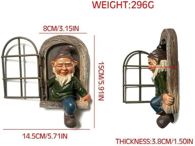 5.7-inch Elf Out The Door Tree Hugger,Funny Garden Gnome Statue, Hanging Resin Gnome Figurine,Whimsical Tree Sculpture,Garden Peeker Statue,Ideal Patio Yard Lawn Porch Decoration