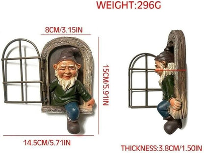 5.7-inch Elf Out The Door Tree Hugger,Funny Garden Gnome Statue, Hanging Resin Gnome Figurine,Whimsical Tree Sculpture,Garden Peeker Statue,Ideal Patio Yard Lawn Porch Decoration