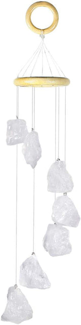 mookaitedecor Rock Quartz Raw Stones Rough Crystals Wind Chimes for Home Garden Decoration 17-21 Inches