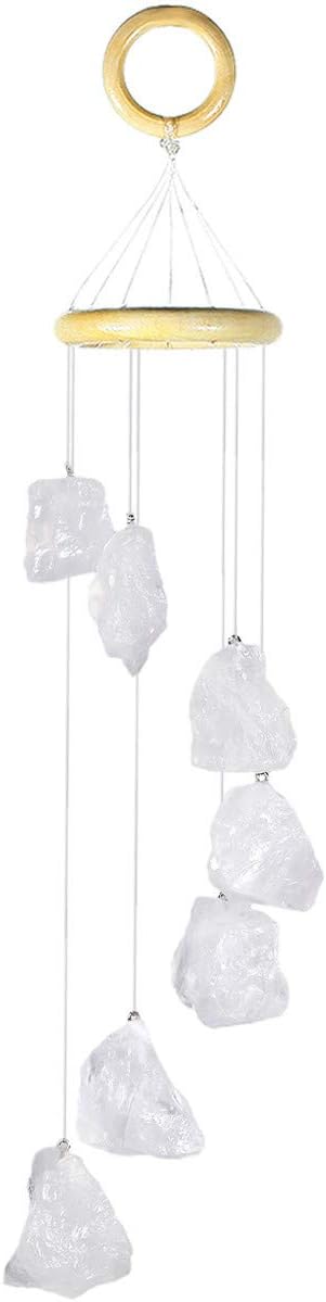 mookaitedecor Rock Quartz Raw Stones Rough Crystals Wind Chimes for Home Garden Decoration 17-21 Inches