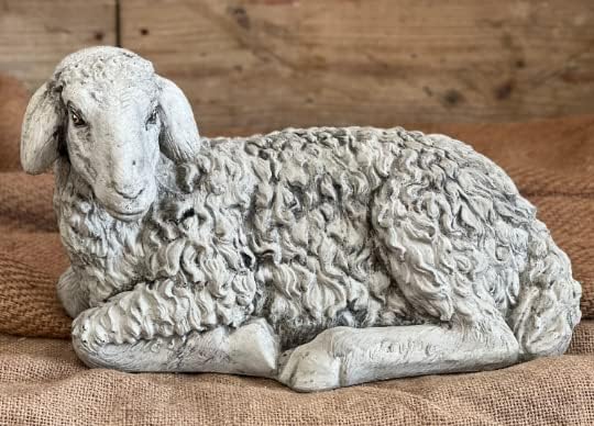 Lying Sheep Figure Realistic Lamb Yard Statue Stone Religious Figurine Ornament Decorated Sheep Statue for Garden