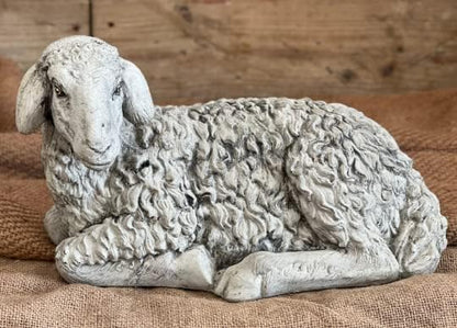 Lying Sheep Figure Realistic Lamb Yard Statue Stone Religious Figurine Ornament Decorated Sheep Statue for Garden