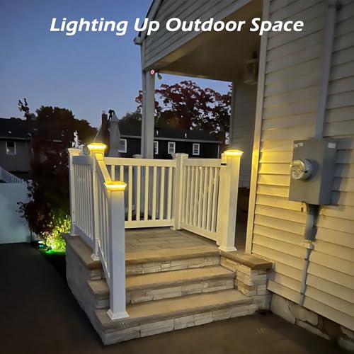 Solar Post Cap Lights 12-Pack - 4x4/5x5/6x6 Warm & Cool White