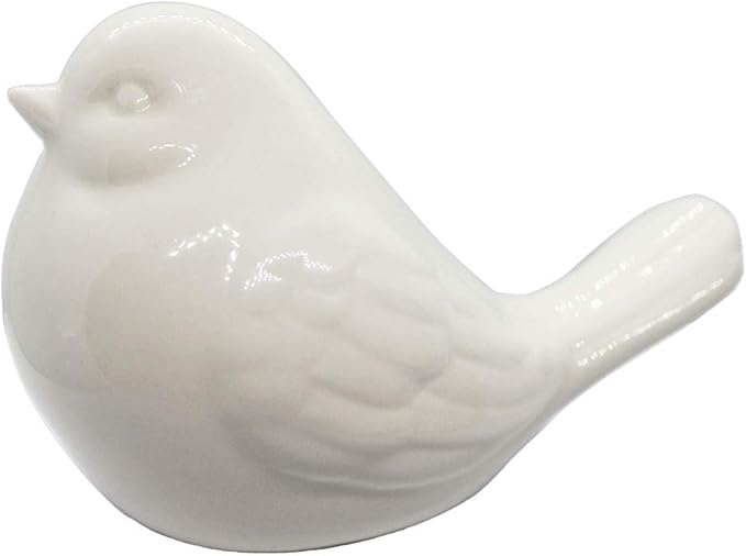 New White Bird Figurine, Ceramic Chubby Bird Figure Cottage Animal Bird Statue Decorations for Home Garden Decor Accents