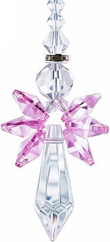 Rainbow Guardian Angel Crystal Suncatcher Hanging Ornament Pink Glass Prism Rainbow Maker for Home Window Car Porch Decoration Spiritual Sun Catcher Gift for Mom Women Friends