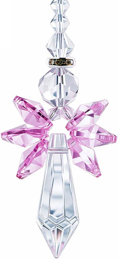 Rainbow Guardian Angel Crystal Suncatcher Hanging Ornament Pink Glass Prism Rainbow Maker for Home Window Car Porch Decoration Spiritual Sun Catcher Gift for Mom Women Friends