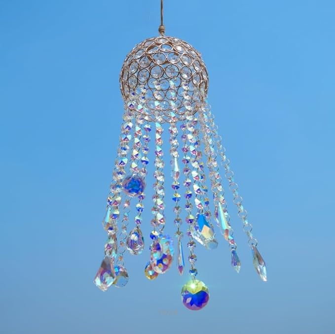 Crystal Wind Chime Light Catcher Suitable for Window Hanging Suitable for Home Indoor and Outdoor Garden Decoration Light Catcher (Medium)