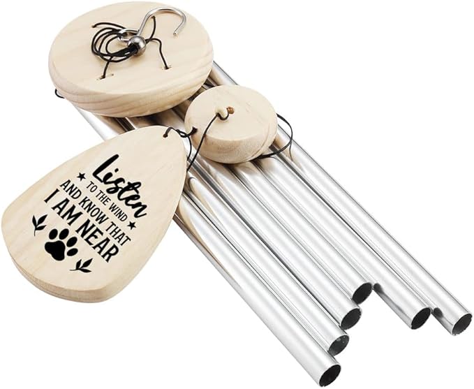 Listen to The Wind Memorial Wind Chime, Pet Dog Cat Remembrance Sympathy Gift for Windchimes Outdoor Garden Yard Porch Patio Décor, Remembering Family Pet