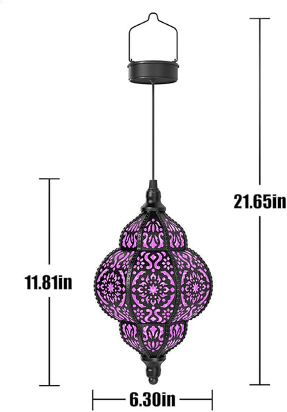 Hapjoy Hanging Solar Lights Outdoor Garden Decor Solar Lantern Waterproof Plastic Moroccan Outdoor Decorations for Patio Pathway Yard Backyard Garden Decorative (2, Purple)