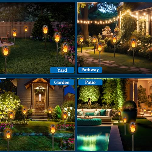 Solar Torch Lights - 16 Pack Flickering Flame Waterproof