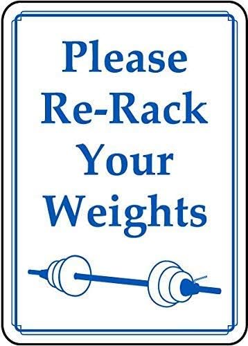 Personalized Metal Signs for Outdoors Please Re-Rack Your Weights Sign Aluminum Sign 8x12 Inch