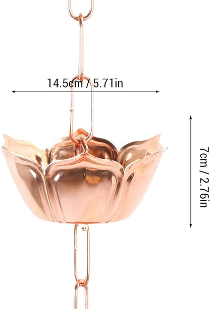 Omabeta Copper Elegant Hanging Rain Chain Efficient Water Management for Yard Garden Temple Copper 3.28ft (Flower Shaped)