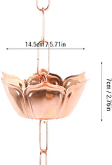Copper Rain Chain, Adjustable 3.28ft Flower Shape Hanging Gutter Chain for Outside Eaves, Drainage, with Decorative Function, for Downspout Replacement (Flower Shaped)