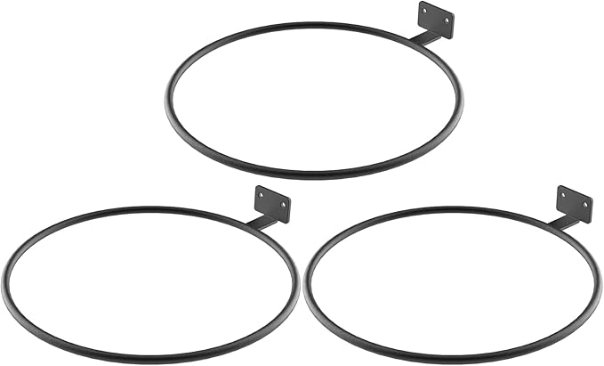 Wall Pot Holder Bulk 8in 3Pack Ring Plant Hanger, Metal Planter Hooks Wall Mounted Bracket Heavy Duty for Outdoor Indoor Black