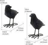 Set of 2 Garden Crow Statues Outdoor Decor for Tree, Resin Bird Figurines Tree Hugger Sculpture Fake Black Raven Decoy Halloween Decoration for Patio Yard, Deck, Fence Ornaments