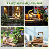 Sun Kitten Garden Statue with Solar Lantern