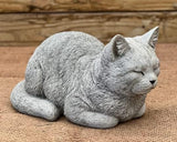 Cute Laying Kitty Resting Cat Statue Sleeping Cat Figurine Pet Memorial Stone Cat Concrete Garden