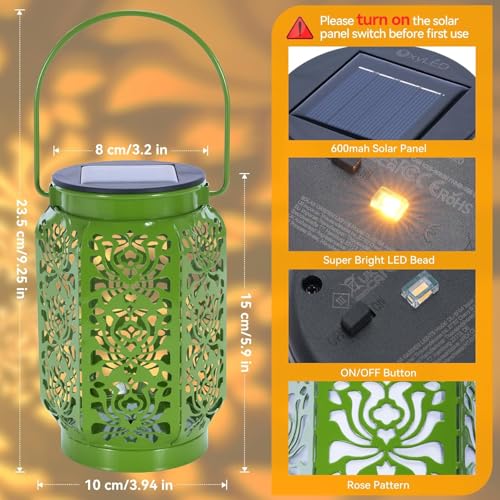 Solar Lanterns Outdoor - 4 Pack Rose Garden Decor